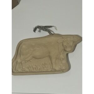 Vintage 1984 Brown Bag Cookie Art Hill Design Cow Stoneware Mold Wall Hanging
